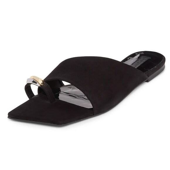 Schutz Jodie Nubuck Leather Suede Flats Black Womens 8.5 - Picture 4 of 9